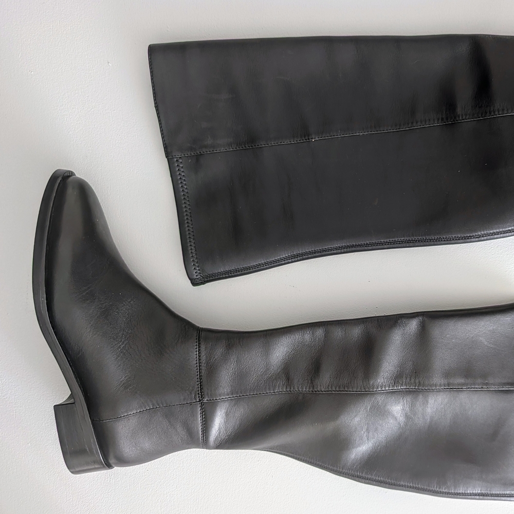 Black Leather Knee-High Boots HAILIE